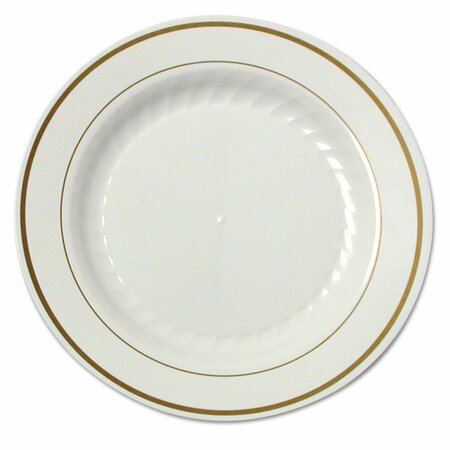 WNA Masterpiece Plastic Plates, 7.5 in. dia, Ivory/Gold, 150PK WNA MP75IPREM